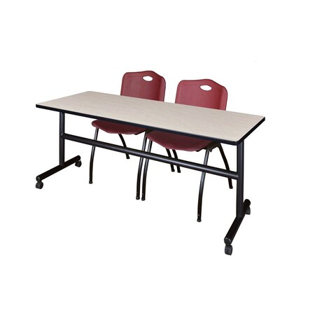 Kobe Rectangle FlipTop Table, 72" W, 29" H, Laminate Top, Maple MKFT7230PL47BY